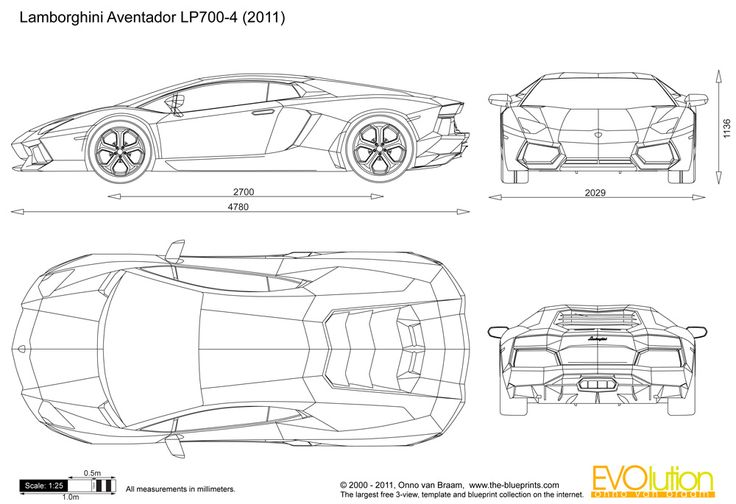 Blueprint de la Lamborghini Aventador à modéliser